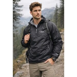 Rab Xenon X Pull Over Jacket Mens XL Pertex Quantum Primaloft Black Windbreaker